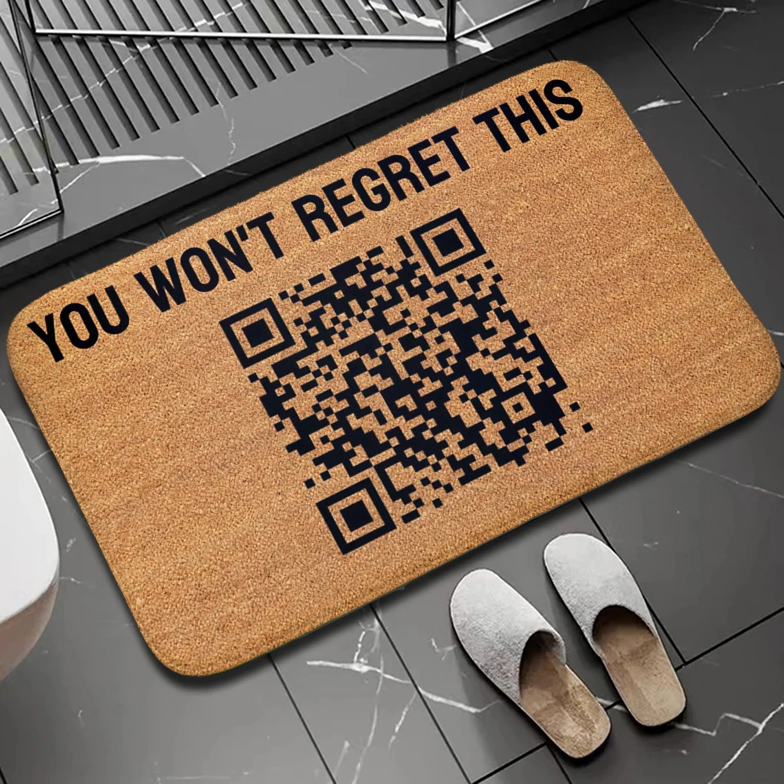 

Funny QR Code Door Mat,Soft Bath Rug,Bathroom Mat,Flannel Doormat,Non-slip Kicthen Carpet，Fun Doormat Home Decor Floor Mats