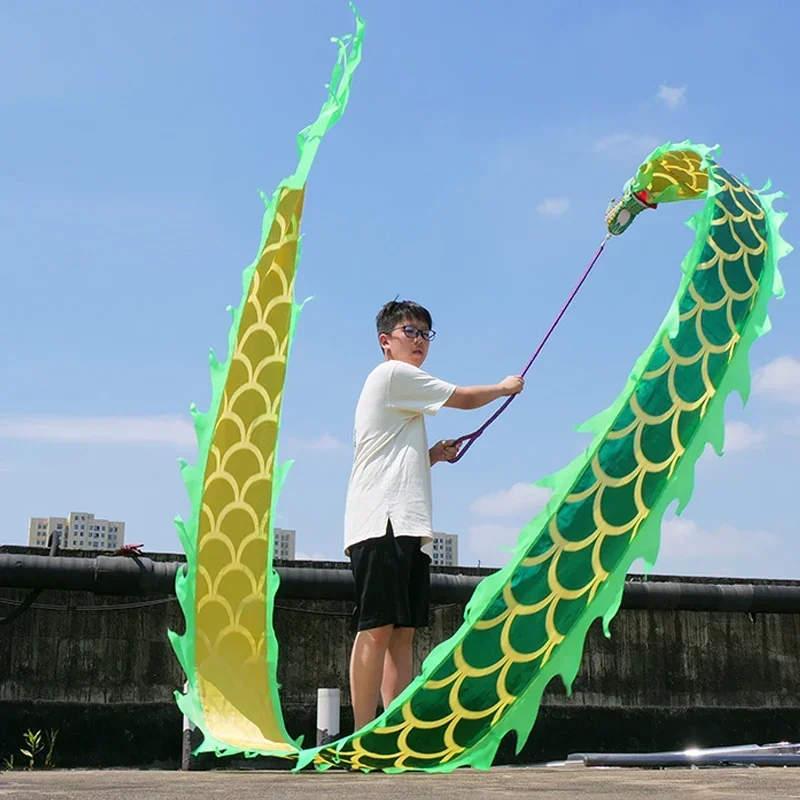 3M/5M Fitness Colorful Dragon Children Adult Dragon Dance Performance Ribbon Outdoor Sports Fun Toys Streamer Dragon Dance