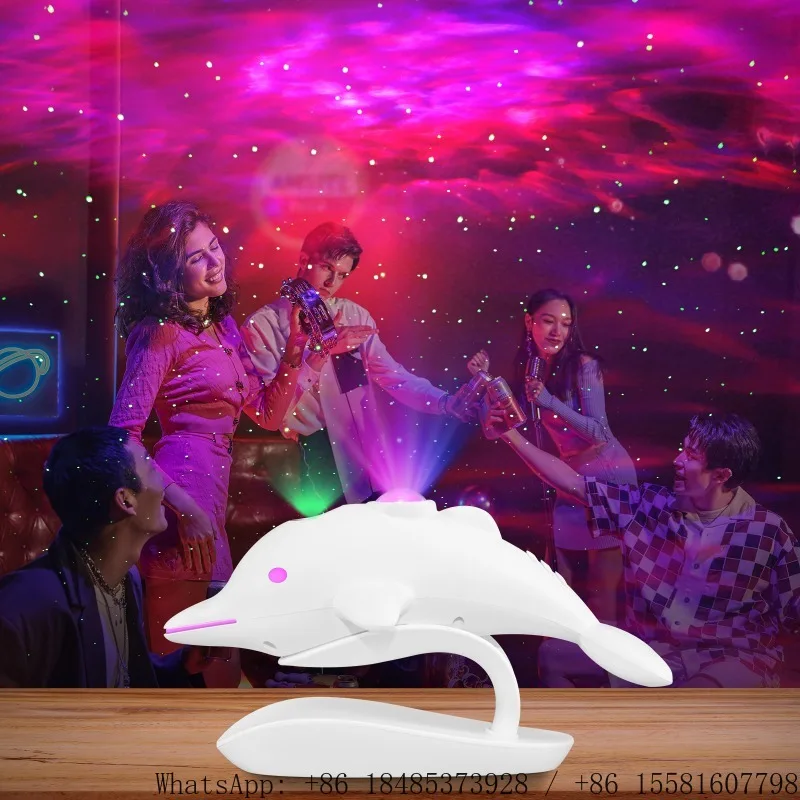 Dolphin Shaped Colorful Star Projector LED Laser Nebula Projection Lamp Indoor Bedroom Background Atmosphere Light