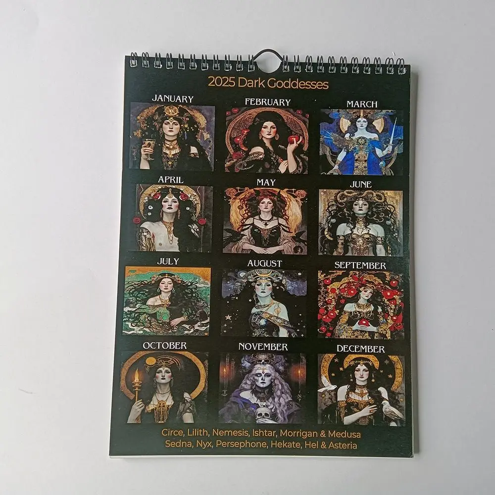 2025 Dark Goddess Worrior Goddess Lunar Calendar Daily Weekly Monthly Planner Creative Wall Calendar Funny Desktop Calendar Gift