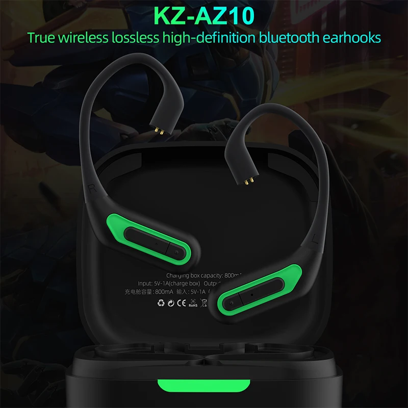 KZ AZ10 Upgrade Wireless Earphones Bluetooth-compatible 5.2 Cable Wireless HIFI Ear Hook Headset Noice Cancelling Headphones