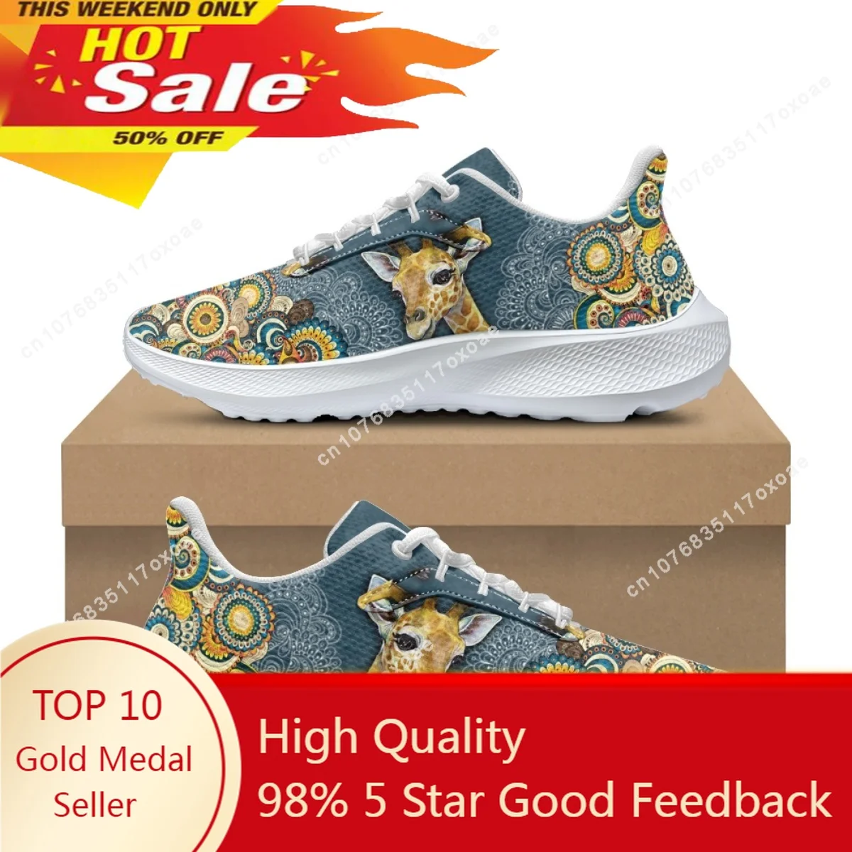 

New Summer Casual Shoes for Women Fashion Hot Giraffe Pattern Print Lace Up Sneakers Vulcanized Wear-Resistant Running Shoes