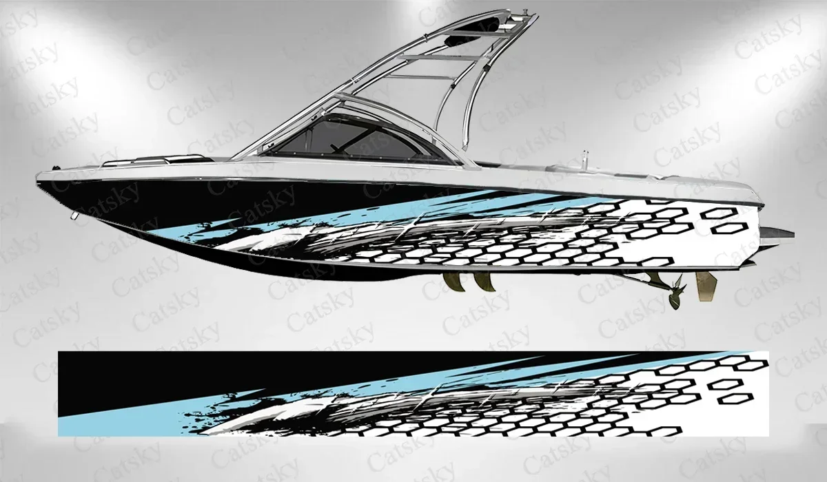 

Цветная сотовая градиентная геометрическая нерегулярная наклейка для лодки, виниловая наклейка для лодки на понтонной палубе, наклейка на платформу для рыбалки