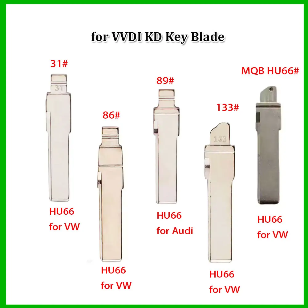 

10 шт. Заготовки для выкидных ключей HU66 31 # 86 # 89 # 133 # Универсальный сменный автомобильный ключ MQB HU66 для VW Golf, Seat, Audi, Skoda