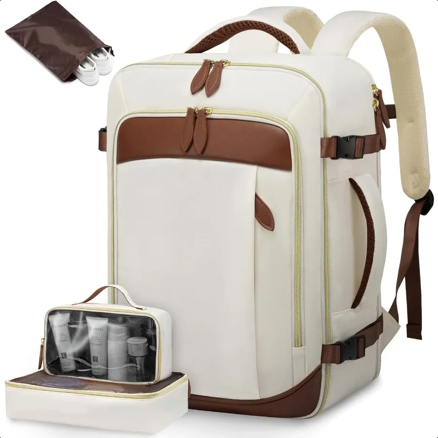 

Travel Backpack for Women 40L Carry On Backpack with 3 Packing Cubes TSA Personal Item Travel Bag Airline Appd Water Resistant