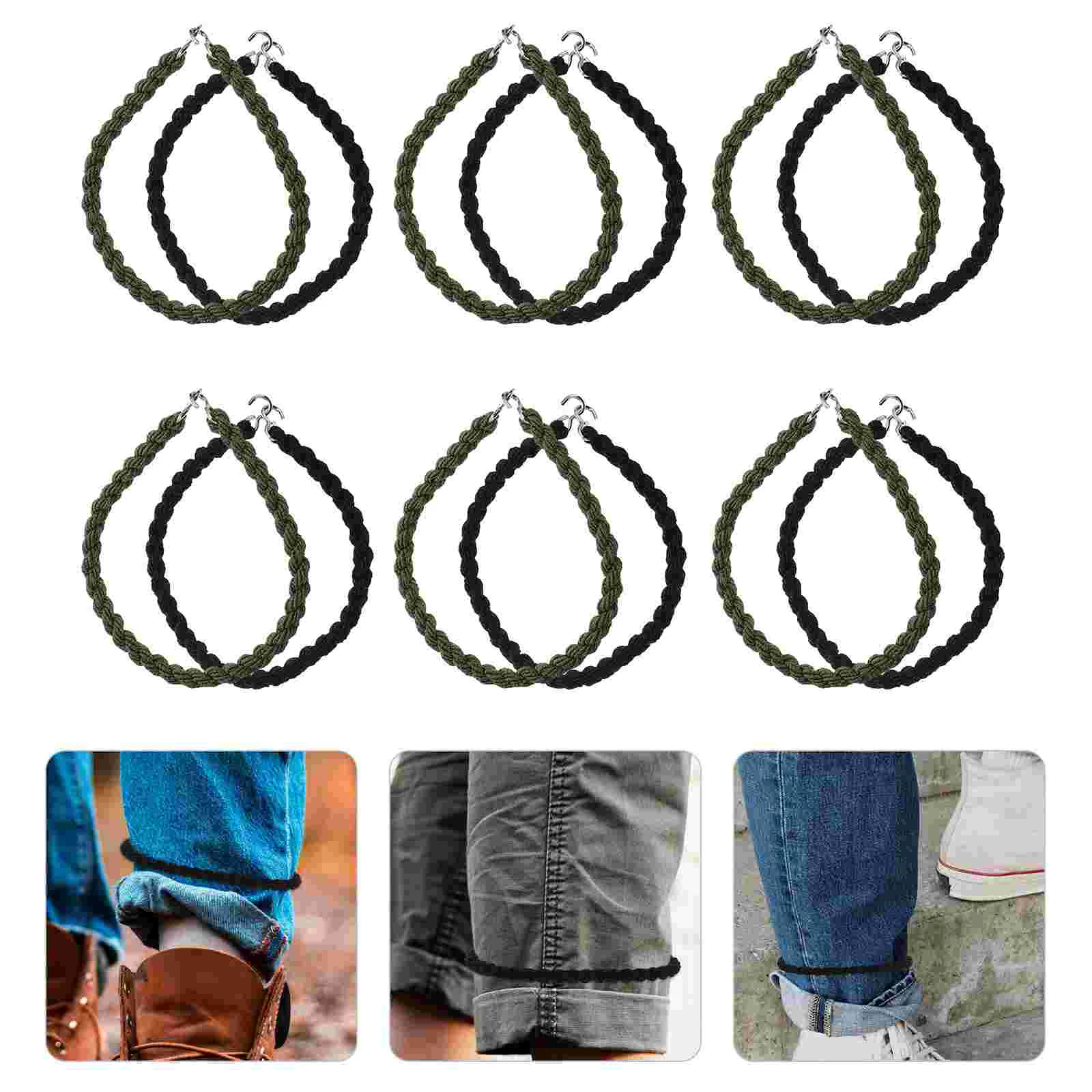 

12 Pcs Elastic Cord for Boots and Trousers Adjustable Straps Leg Fastener