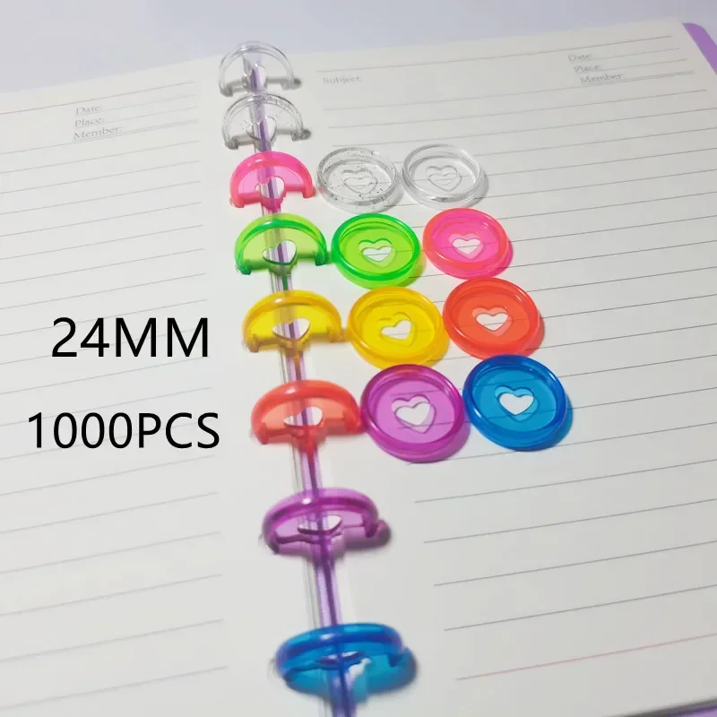 

1000PCS24MM notebook loose-leaf plastic binding ring loose-leaf mushroom hole notepad love binding DIY office binding supplies