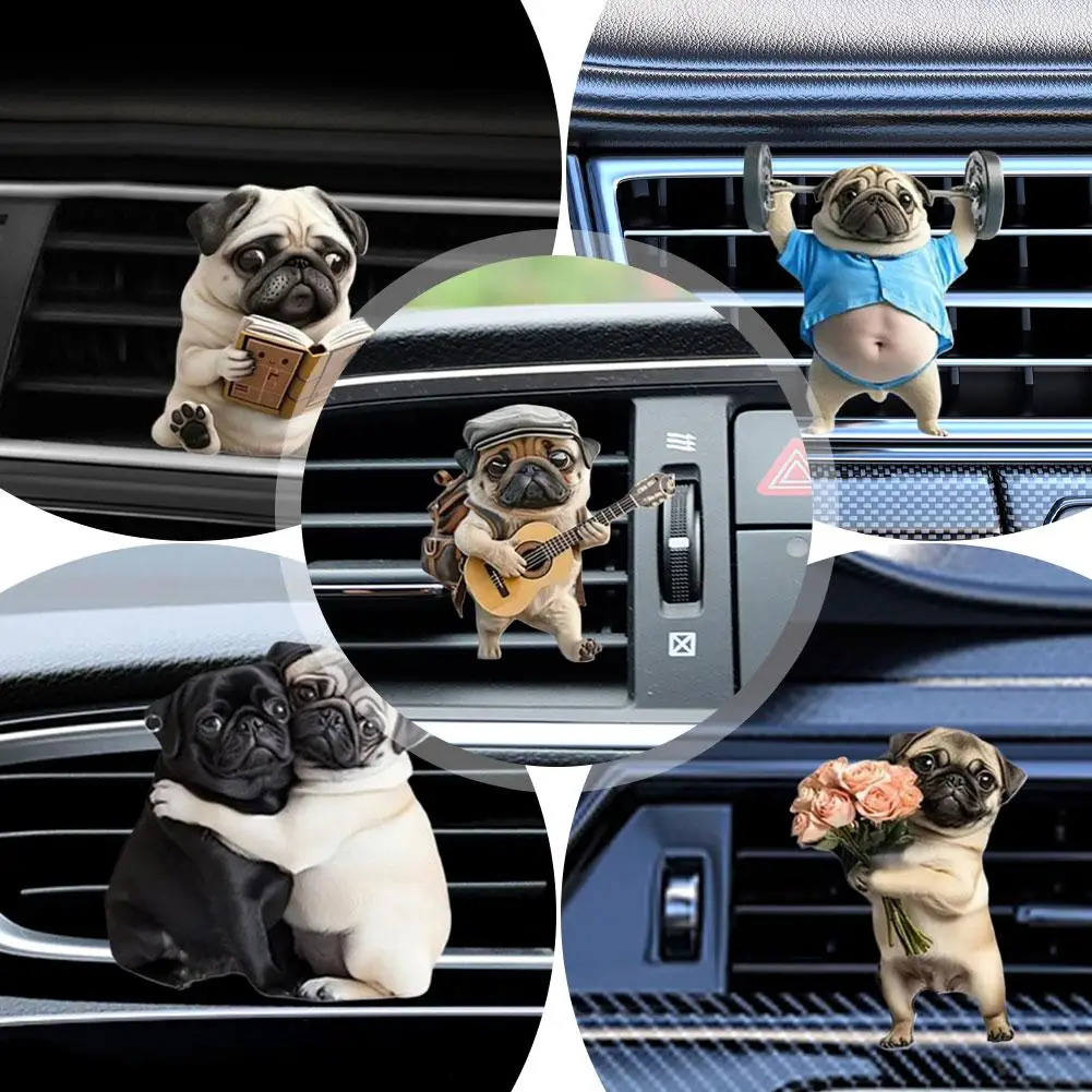 

Cute Pug Acrylic Car Air Vent Fragrance Weightlifting Dog For Car Vent Aromatherapy Perfume Diffuser Fashion Interior Decor V1T0