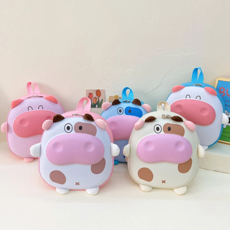새로운 어린이 3D 하드 쉘 숄더 백 귀여운 암소 소년 소녀 학교 배낭 다기능 달걀 껍질 어린이 유치원 배낭