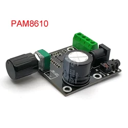 슈퍼 슬림 디지털 듀얼 파워 오디오 앰프 보드, 클래스 D, 12V 블랙, PAM8610, 2X15W