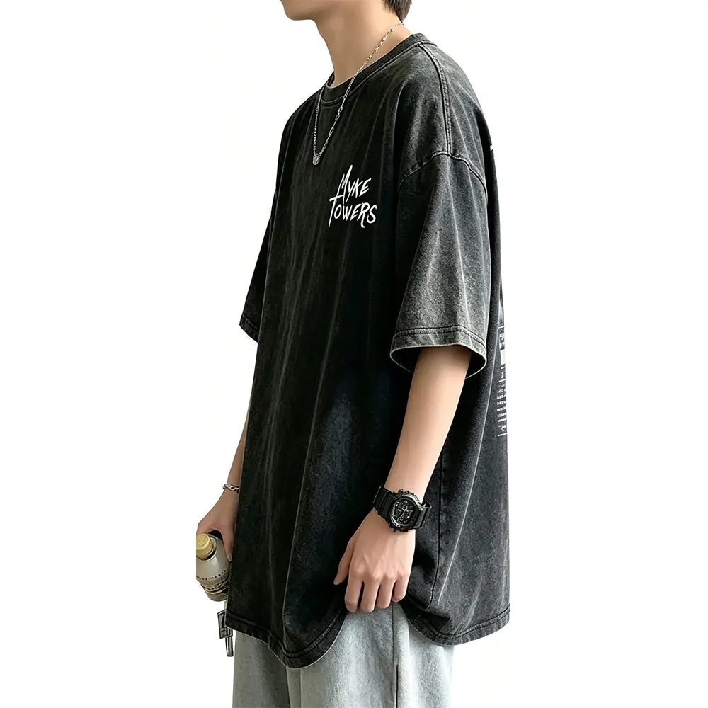

Washed Vintage Rapper Myke Towers Tour 2026 T-shirts Men Women Fashion Hip Hop Oversized T Shirts Cozy Cotton T-shirt Streetwear
