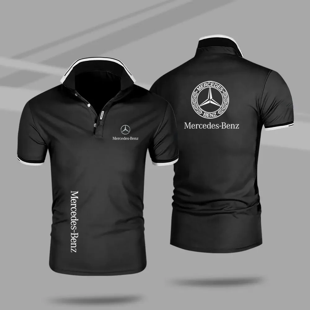 2024 Mercedes Benz Sport Hochwertiges Herren-Motorrad-Poloshirt, sportliche Mode, elegantes Herren- und Damen-Fahrrad-Poloshirt