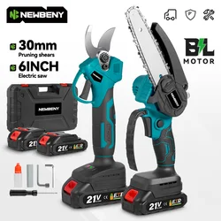 NEWBENY Brushless 6 Inch Electric Saw+ 30mm Electric Pruning Shears Cordless Garden Woodworking Tools For Makita 21V Battery Pin