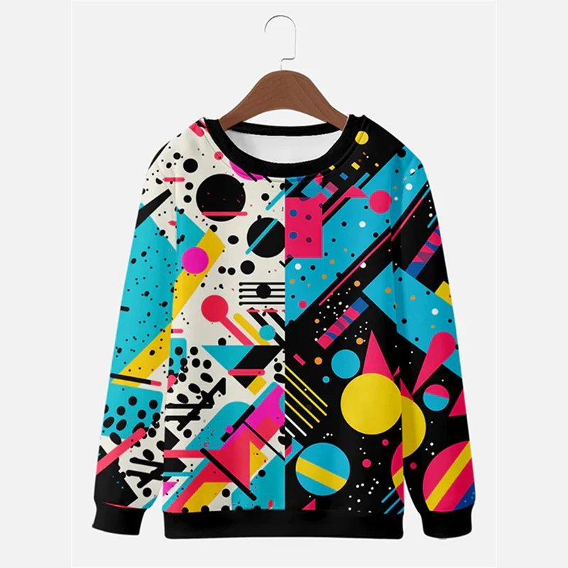 Square Grid Simple Fashion Sweatshirt For Men Abstract Art Graffiti Pullover Coat Funny Casual Outdoor Sports Daily Kids Hoodie