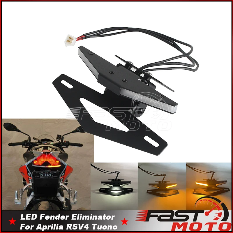 

License Plate Holder Fender Eliminator Rear Tail Tidy LED Light Turn Signal Indicator Lamp For Aprilia RSV4 R Tuono V4 TuonoV4