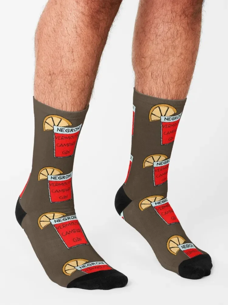 Negroni-Chaussettes Vermouth Camparis Gin pour hommes et femmes, cadeau amusant avec impression, marque de luxe