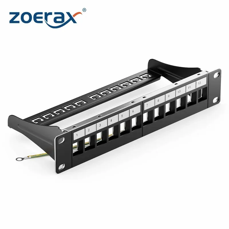 

ZoeRax Network 10" 12-Port 1U Empty Blank Patch Panel For Standard Keystone Jacks Rack Mount