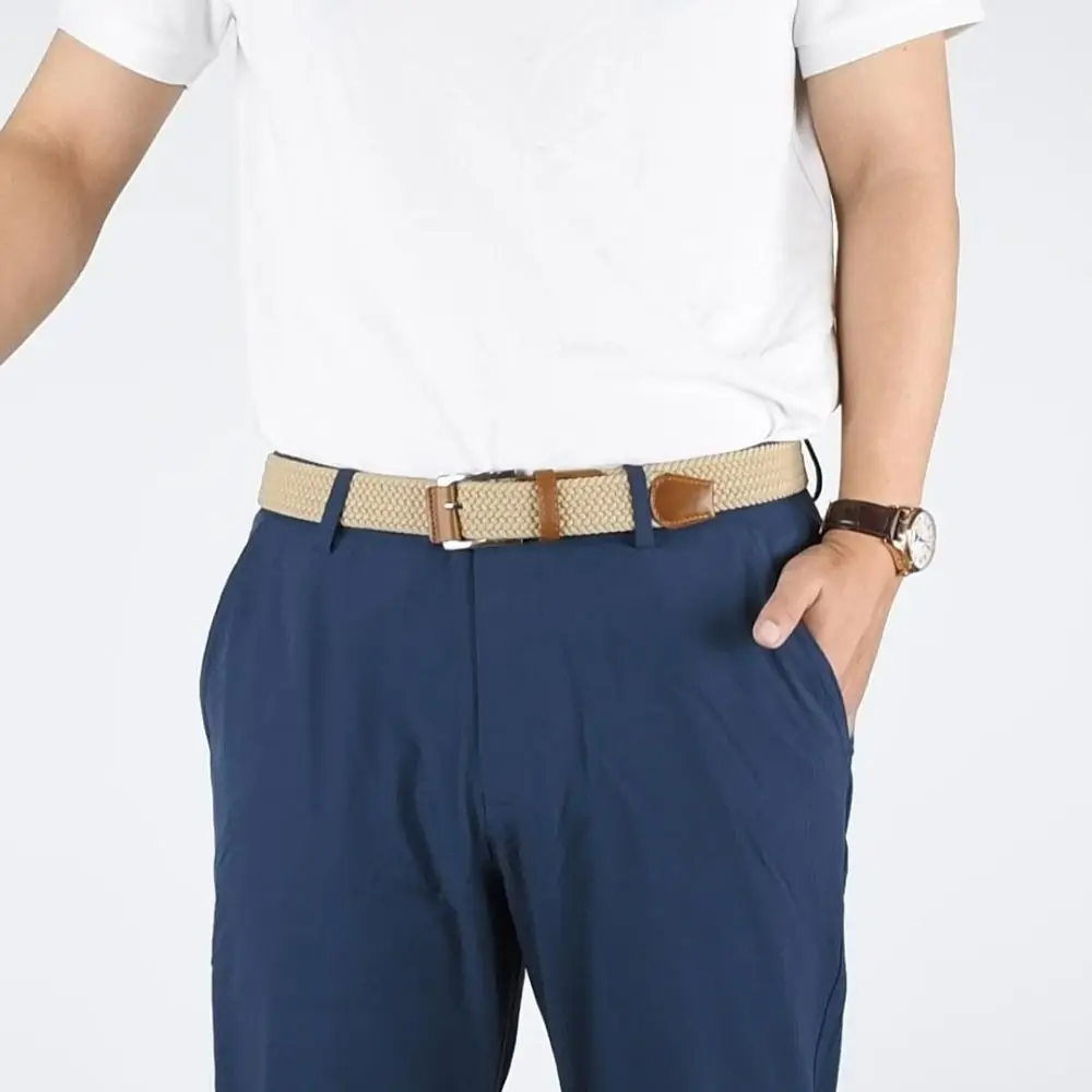 Classic Leather Nylon Woven Belts Waistband Adjustable Weave Belt Men Metal Pin Buckle Jeans Girdle Braided Waist Belt Male