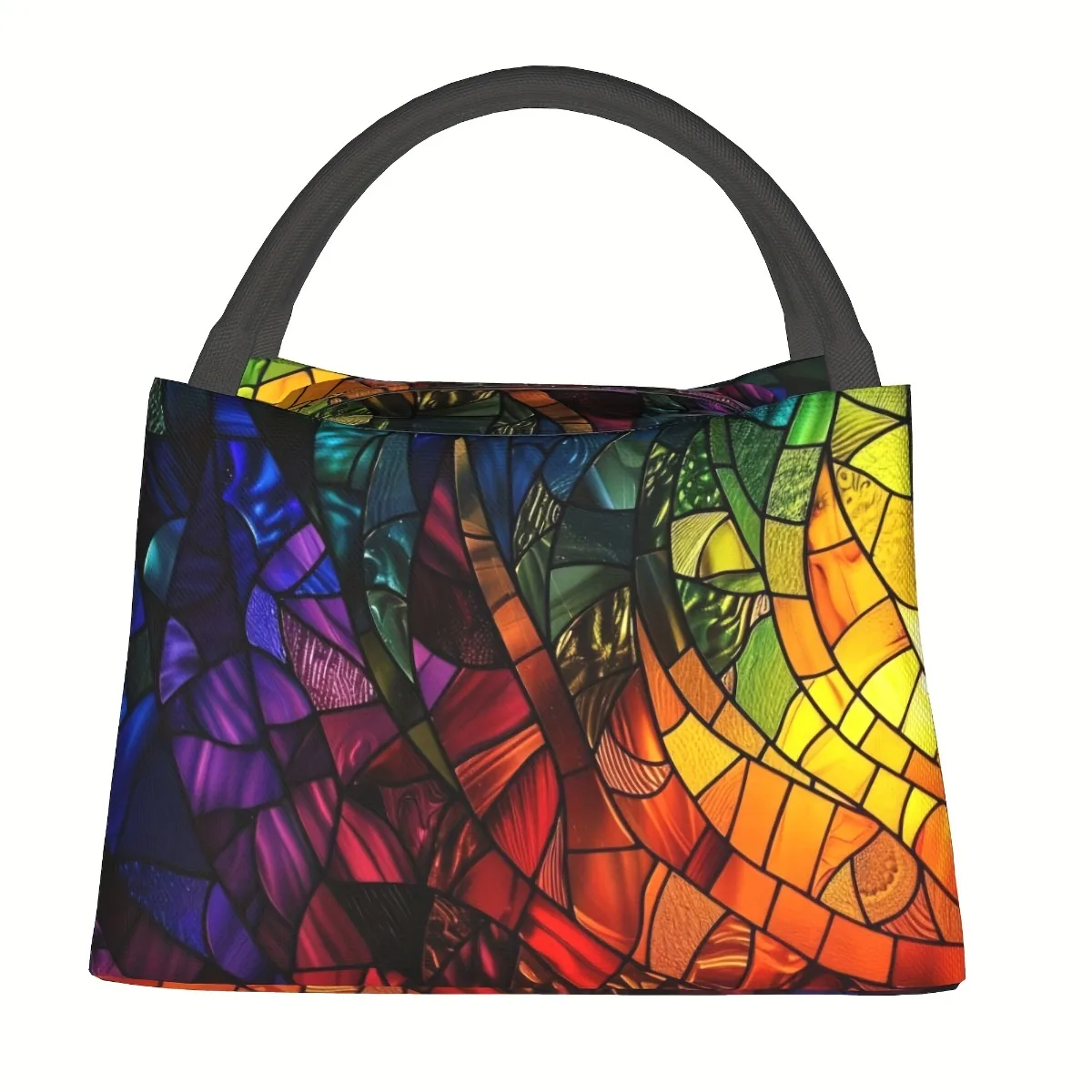 حقيبة غداء معزولة مستوحاة من الزجاج الملون - حقيبة حرارية مانعة للتسرب وقابلة لإعادة الاستخدام مع يجب اقتناؤها للتخييم