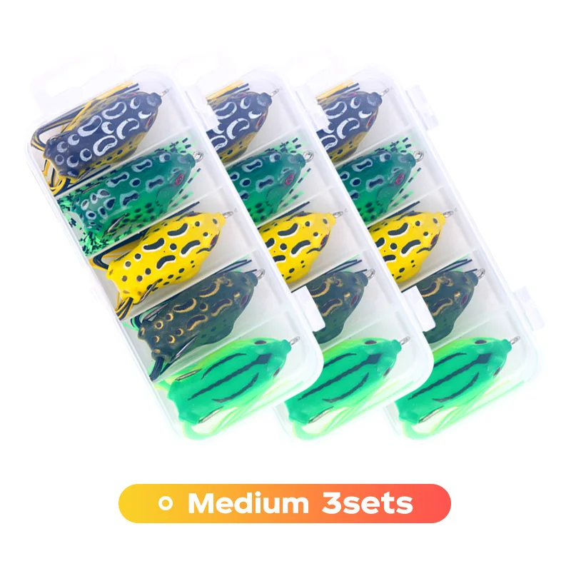 WEIHE 5 stuks/15 stuks Kikker Vis Aas Combo Zachte Vislokdoos Set Tackle Box Sets Pesca PVC Kikkers Set