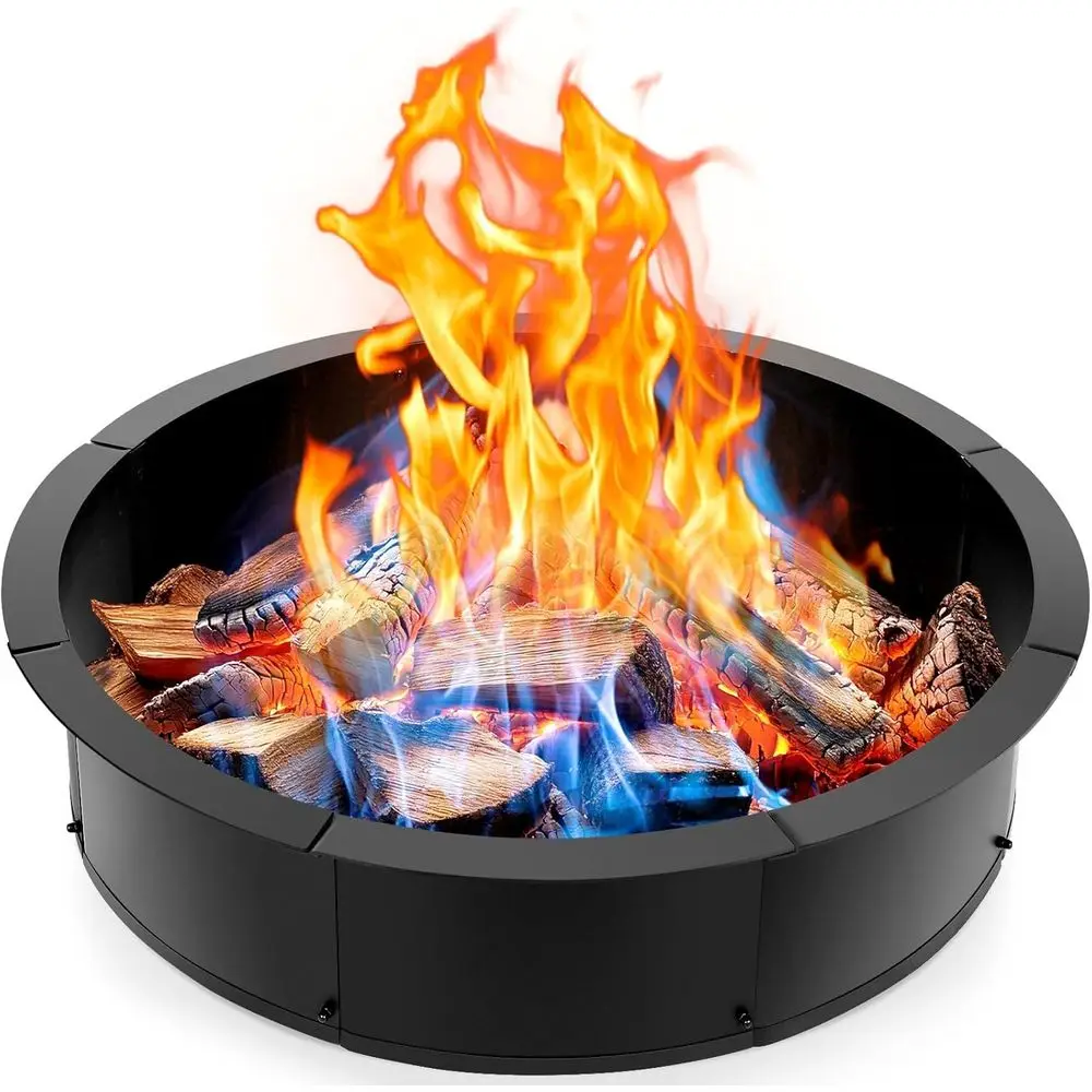 

36 Heavy-Duty Steel Fire Pit Ring, 40 Outer Diameter, Large Round Outdoor Fire Pit Insert for Camping, Patio, and Backyard Bonfi