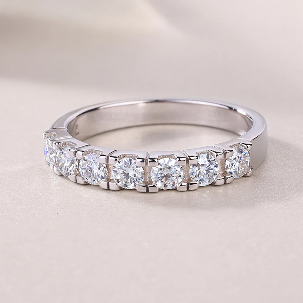 Serenity 0.7ct D Color Moissanite Rings For Women gift Solid S925 Silver Sparkling Lab Diamond Row Rings Plated 18k Fine Jewelry