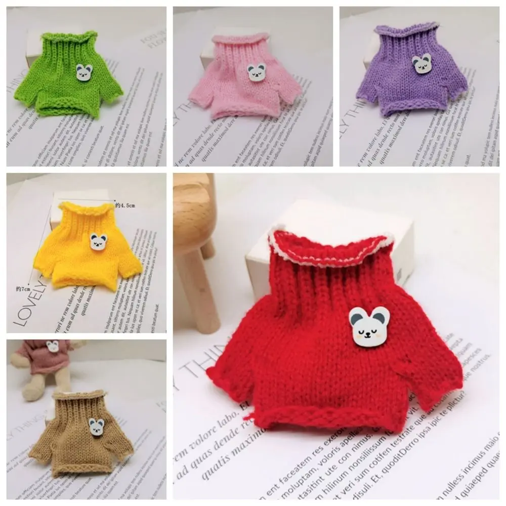 Fashionable Doll Sweater Clothes for 14cm Wallace Gromit Dog All-match Rib Knitting Labubu Plush Toys Clothing Cute