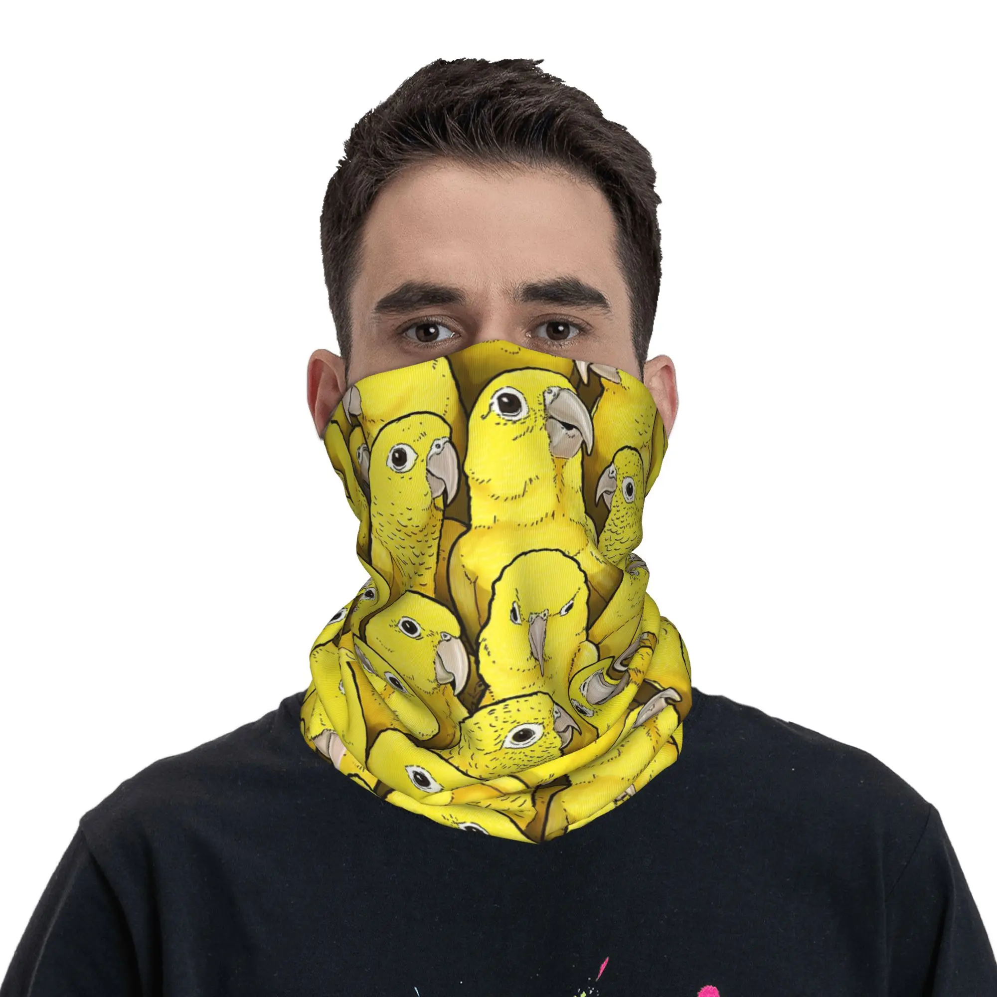 

Golden Conures Parrots Bandana Neck Gaiter Printed Magic Scarf Headwear Running Unisex Adult Windproof