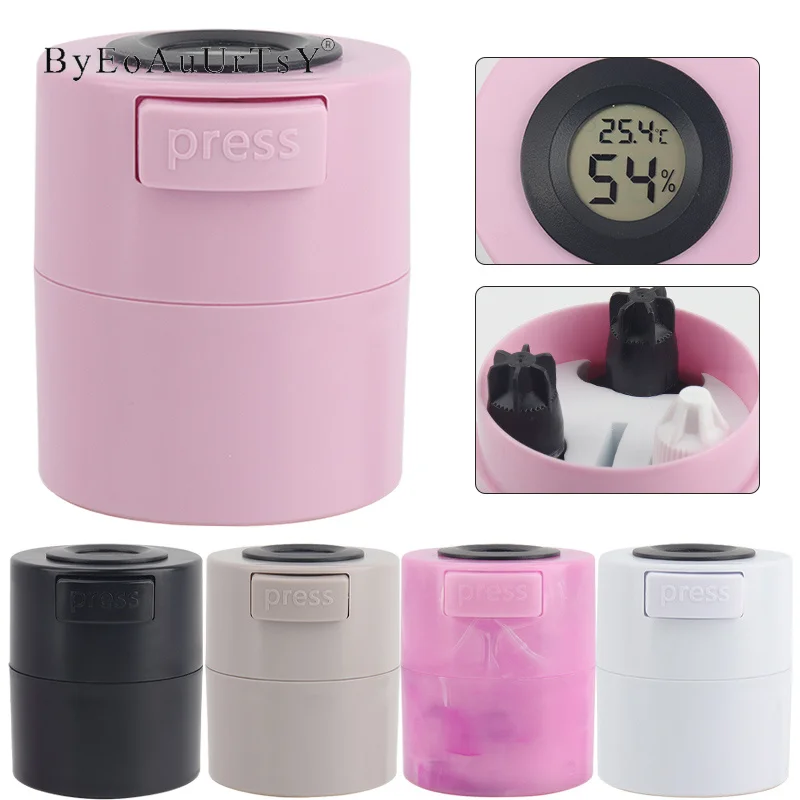 1pcs Eyelash Glue Storage Tank Lash Extension Adhesive Seale Container Thermometer Hygrometer Press Type Storage Jar Makeup Tool