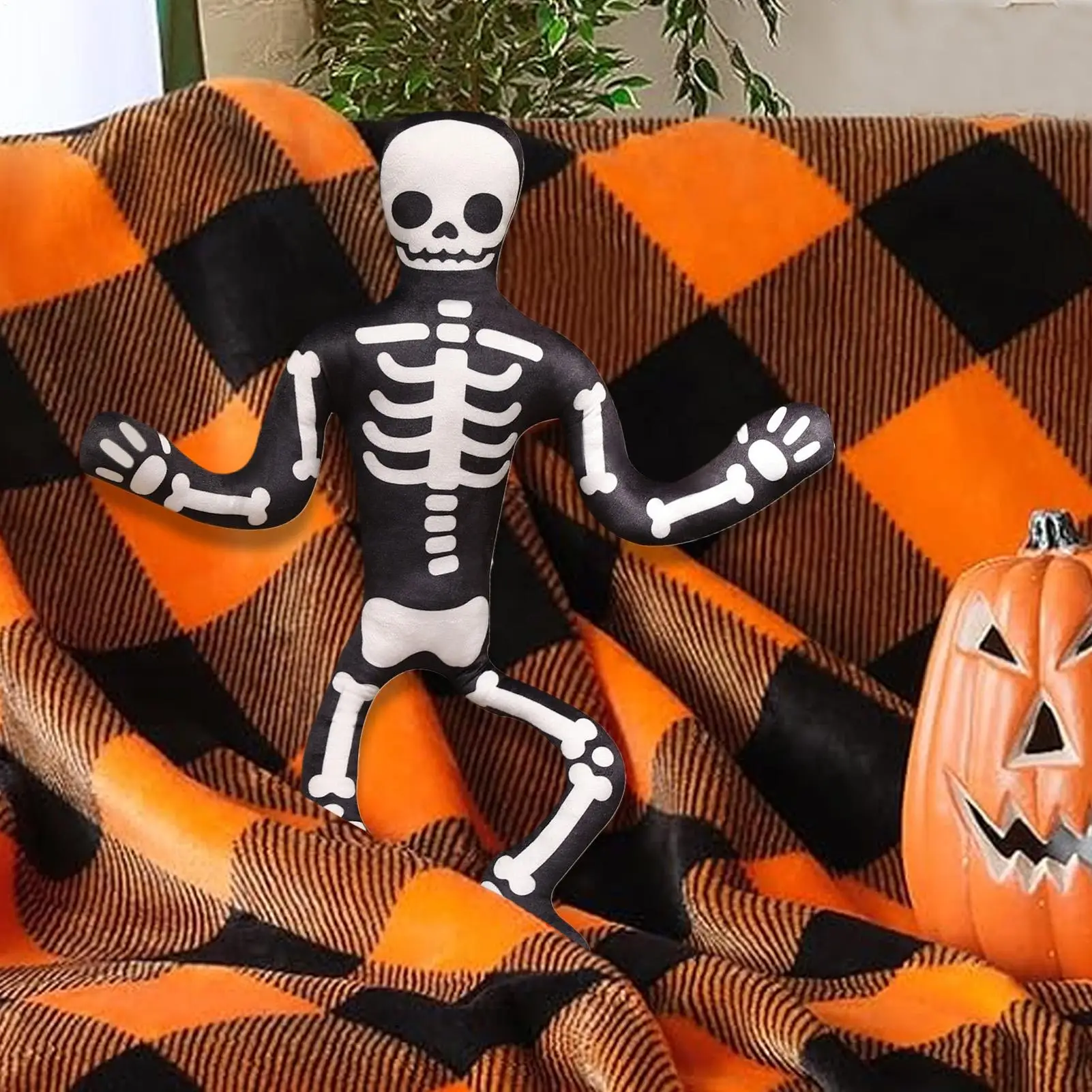 هالوين محشوة ألعاب من نسيج مخملي محشوة الجمجمة الهيكل العظمي البشري وسادة عطلة عناق الجمجمة وسادة ديكور لمكتب الأريكة الأريكة #1