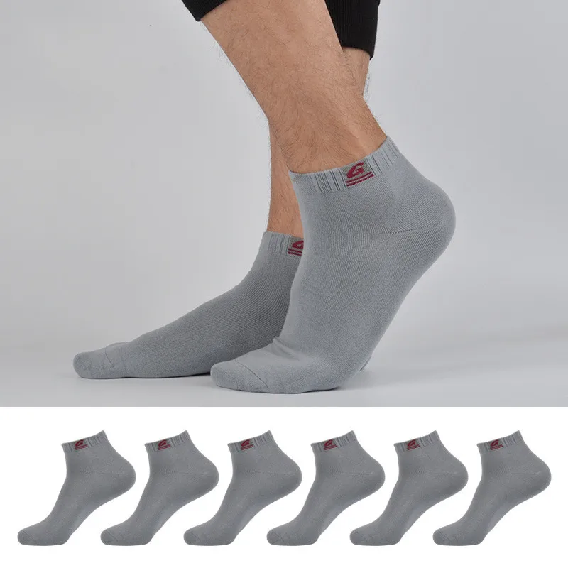 3107 6PCS Men’s Cotton Socks Low Tube Pure Color Deodorant Comfortable Casual Ankle Socks for Season Standard Sweat Absorption