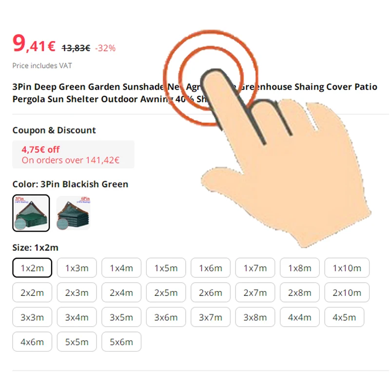 40% Beschattung Dunkelgrün 3-Pin Garten-Schattennetz Landwirtschaftliches Schattennetz Gewächshaus-Sonnenschutzabdeckung Außenmarkise – Detail 1