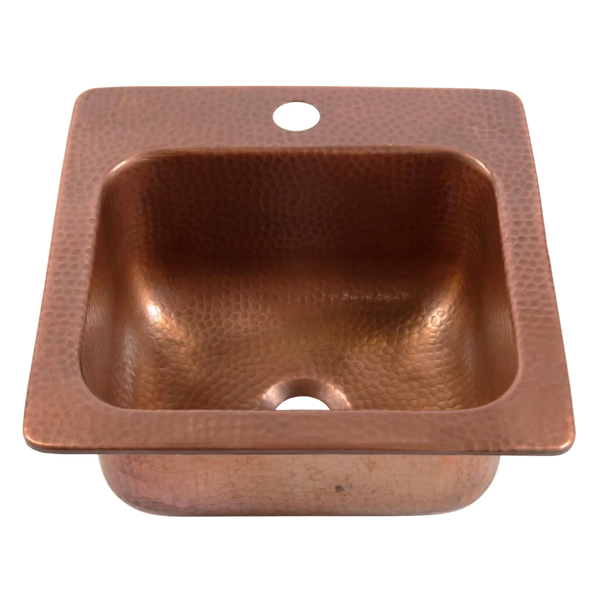 Angelico 15 in Antique Copper Drop-In Bar Sink, Single Bowl