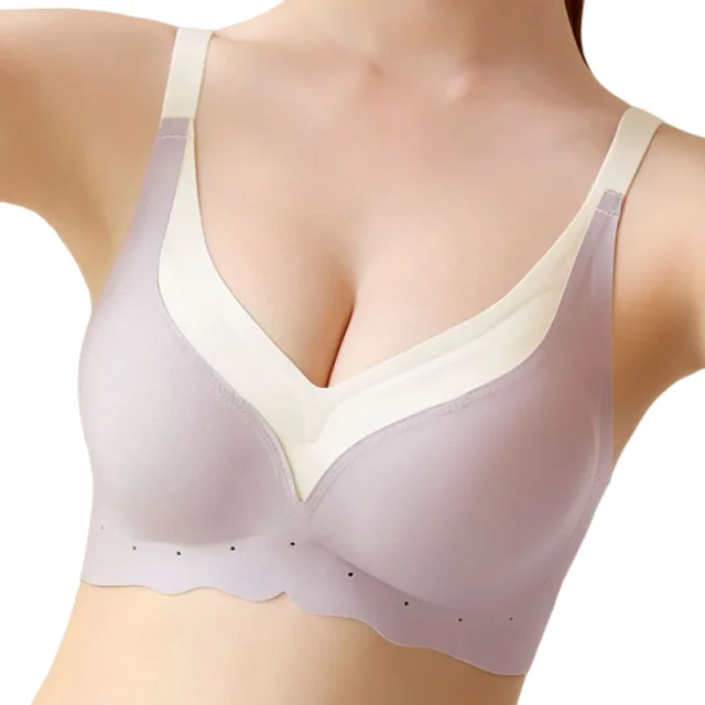 

Contrast Color Breathable Shaping Women Underwear Upper Support Anti-sliding Close Side Breast Fixed Cup No Steel Ring KUCLUT
