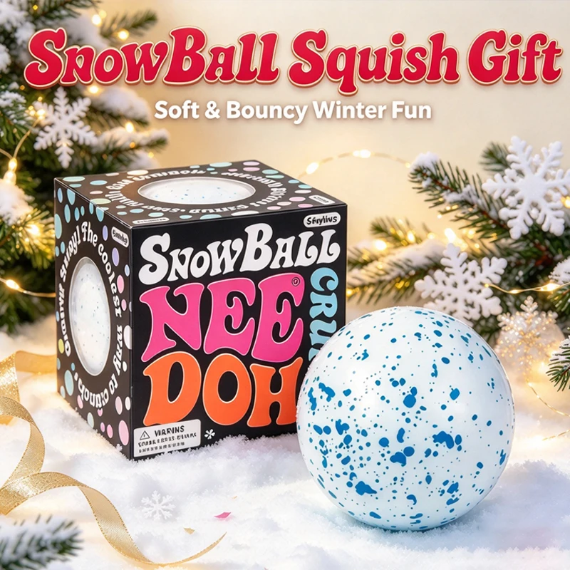 Needoh Snow Ball Crunch Squeeze Stress Ball Squeeze Flour Filling Non‑toxic Squeeze Toy For Autism ADHD Relax Holiday Gifts 2026