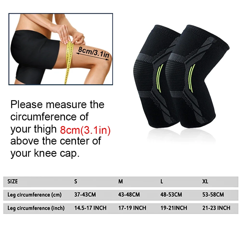 1Pc Sports Compression Knee Sleeves Breathable Knitted Leg Support Protector for Cycling Running Basketball Football Volleyball