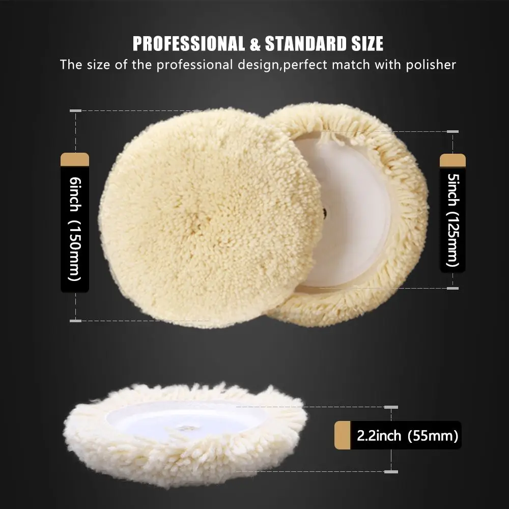 SPTA T180 Single-Side Heavy Cut Wool Polishing Pad Hook & Loop Buffing Pad for Polisher Remove 1200#/1500# Sanding Disc Marks