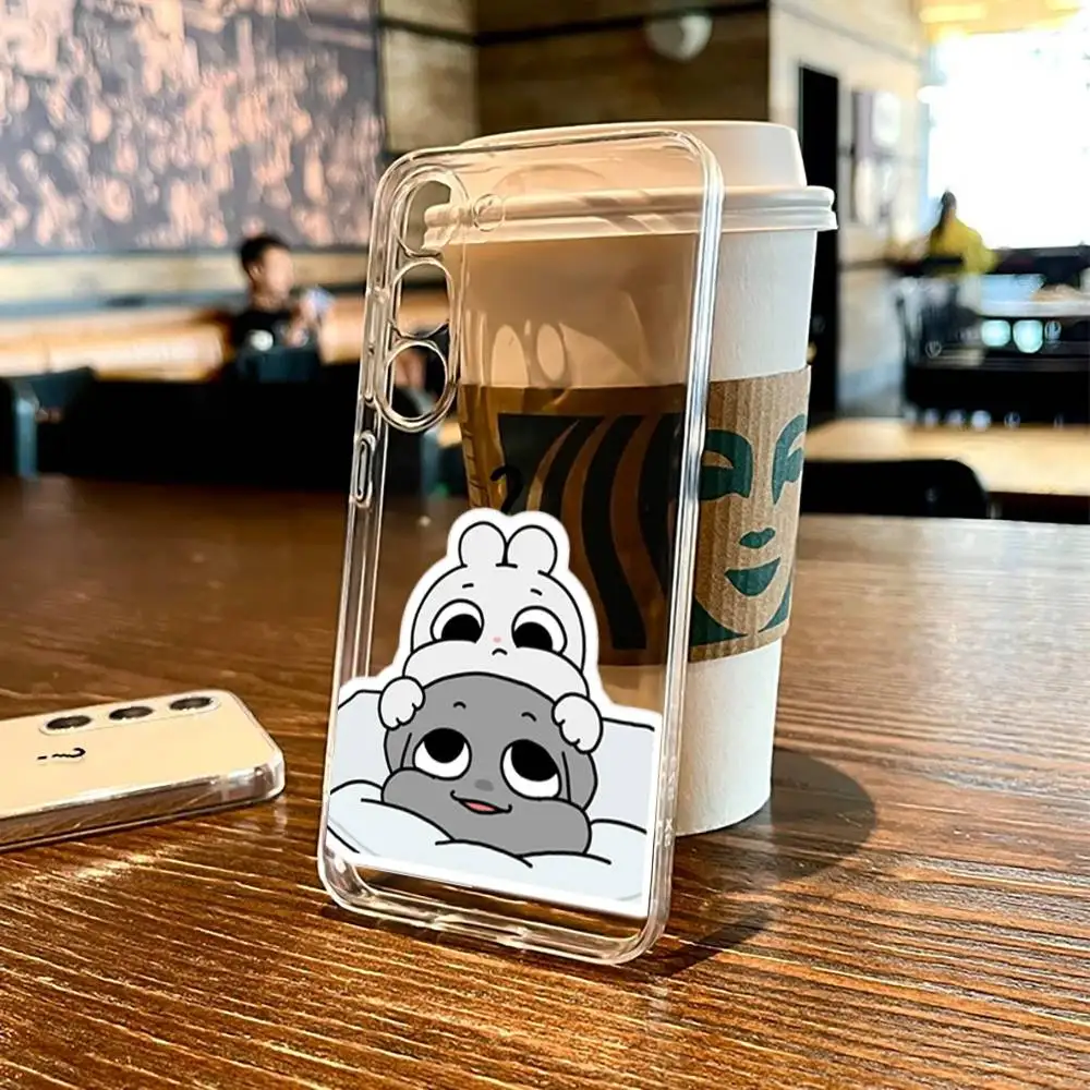 

Korea Cute Kkamang Phone Case For SamsungS25,24,21,22,23,30,Ultra,20,Plus,Fe,Lite,Note,10,9,5G Transparent Cover