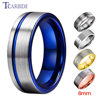 6MM 8MM Men Women Wedding Band Tungsten Carbide Ring Offset Grooved Brushed Finish Classic Jewelry Comfort Fit