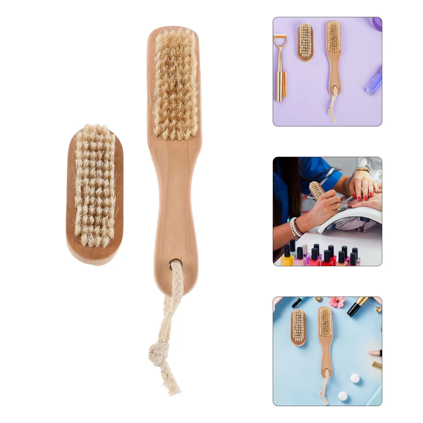 

1 set Nail Brush For Toes Fingernails Wooden Handle With Pumice Stone Heavy Duty Natural Bristle Foot Hand Scrubber Shower Spa