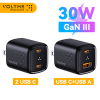 Voltme-Revo 30W fast charging charger, 30W, USB A + USB C , PD 3.0, QC 4.0 +, PPS, AFC, FCP, SCP, MTK, for iPhone 15, 14 Pro Max
