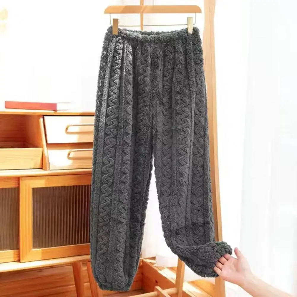 Bas de pantalon d'hiver pour couples, chaud, optique douce, lieux, sourire, pantalon de sommeil, ceinture élastique, jambe large, poignets rétractables, pyjamas