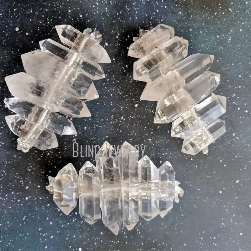 

10pcs Bride Nebula Clear Quartz Crab Hair Clip Raw Stone Barrette Bridal Wedding Accessory for Women