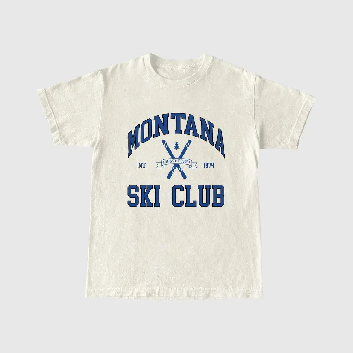 Montana SKI Club Letters Printing Unisex Casual T shirts Short Sleeve Loose Cotton Summer Tops Tumblr Fashion Vintage Tees