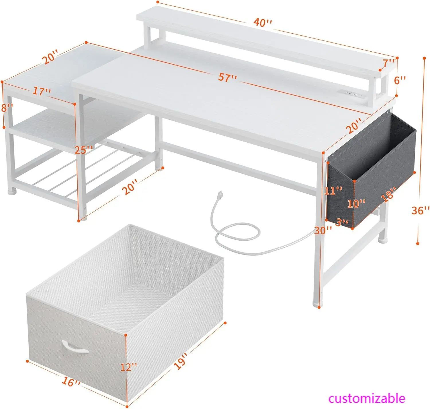57" Computer Desk W…