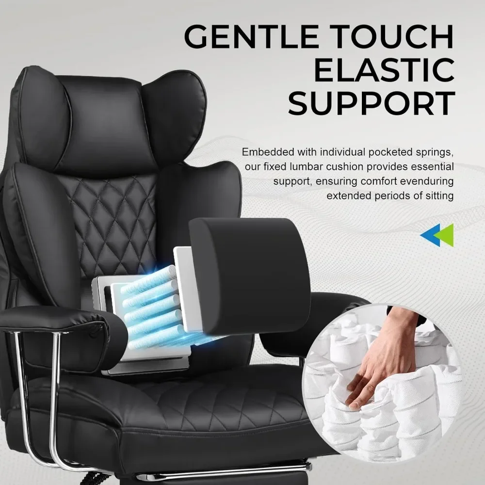 cGaming Chair,Office Chair with Pocket Spring Lumbar Support, Ergonomic Comfortable Wide Office Desk Computer Chair with