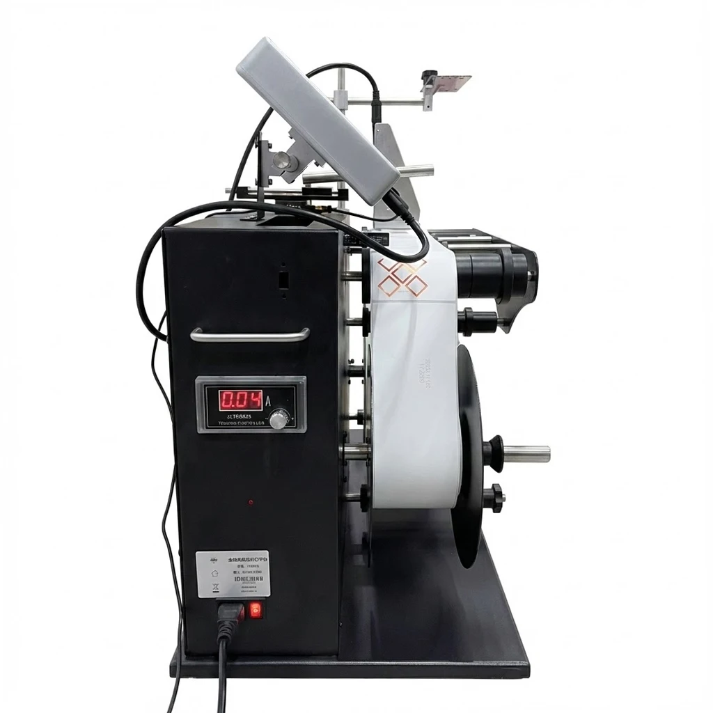 

Automatic label printing machine with label rewinder valid period barcode, batch number QR code sticker printing machine, label