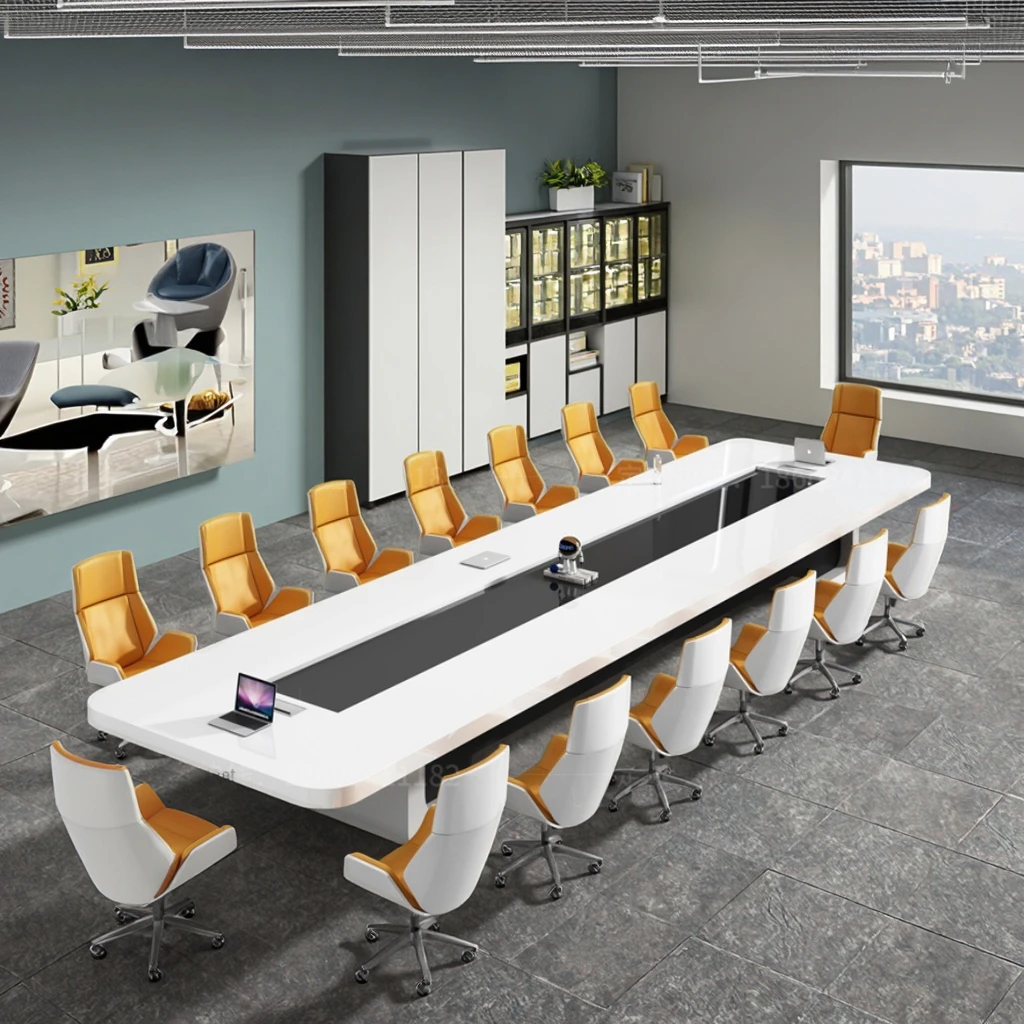 Conference Table Long Table Simple Modern Large Negotiation Office Chair Combination Training White
