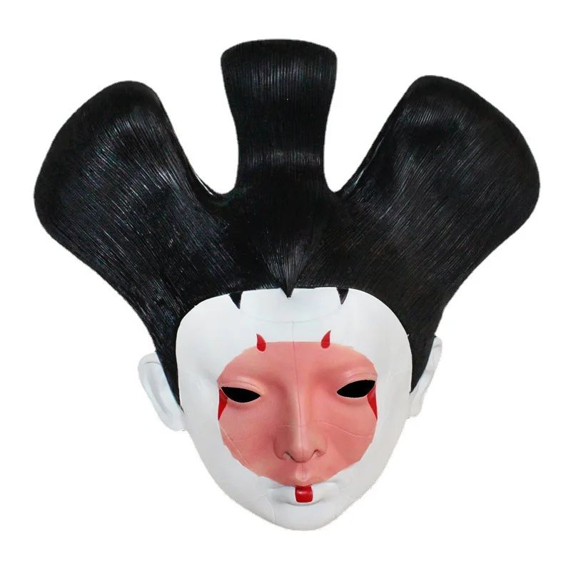 Japanese Geisha Cosplay Mask, Resin Prajna, Halloween Party Mask