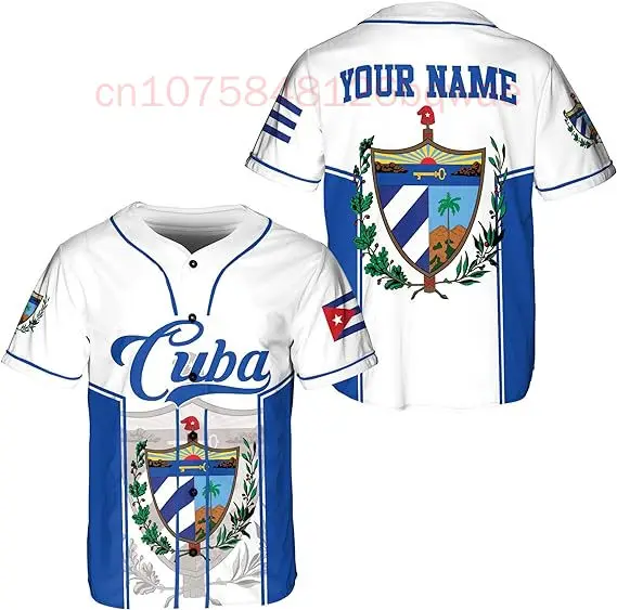 2024 New Custom Cuba Olive Army FLAG 3D Print Mesh Fiber Baseball Jersey Shirt Top Tee Men Streetwear Short Sleeve Sport